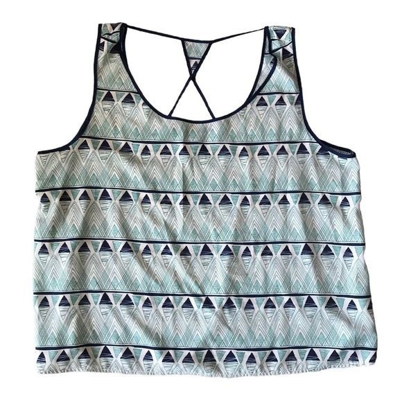 Dots Top Plus Size Sleeveless Cut-Out Back Scoop Neck Teal/White Size 3X - Picture 1 of 5